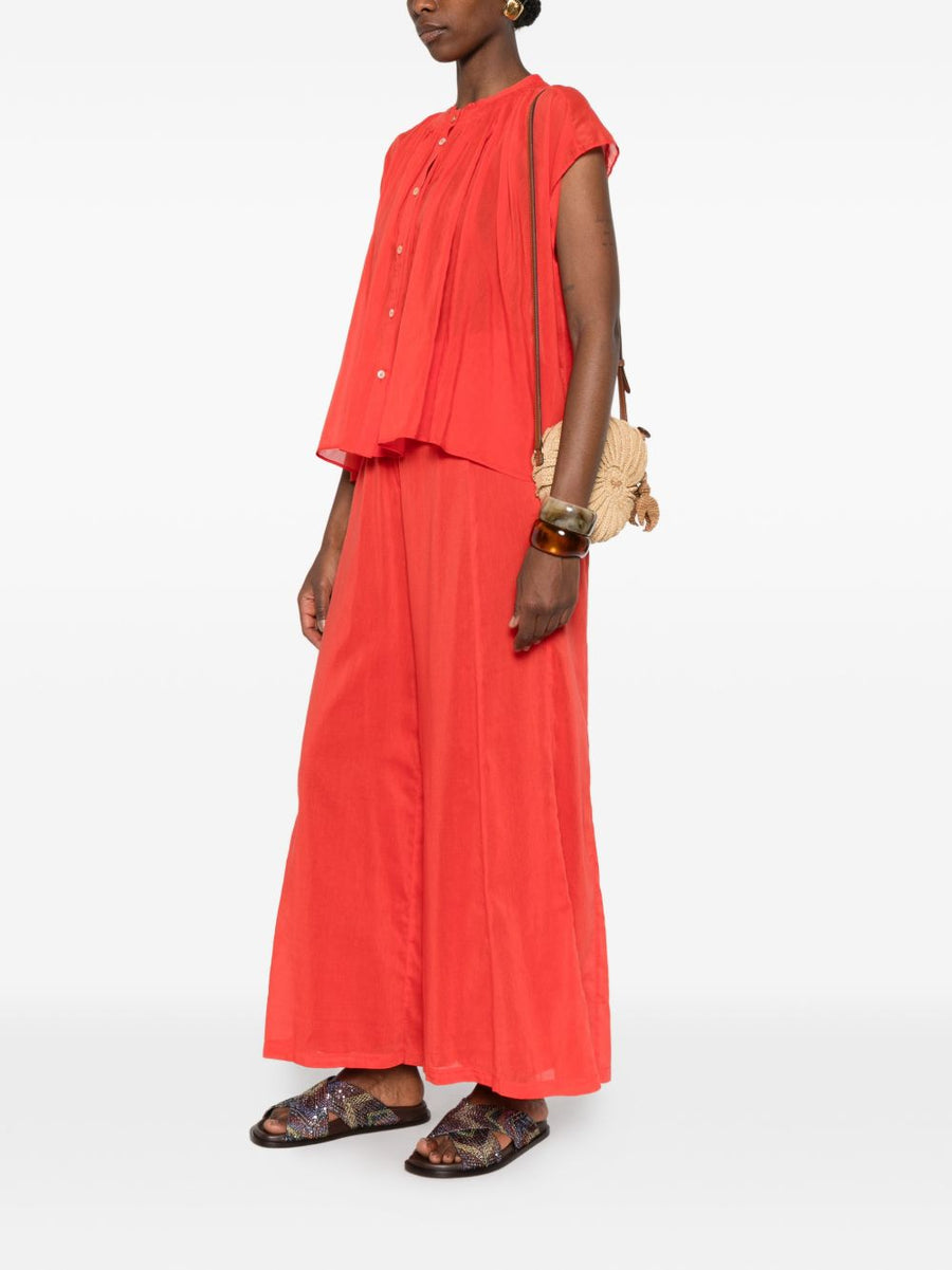 Forte Forte Voile Cotton Silk Trousers Red For Women Lightweight Polished Silhouette