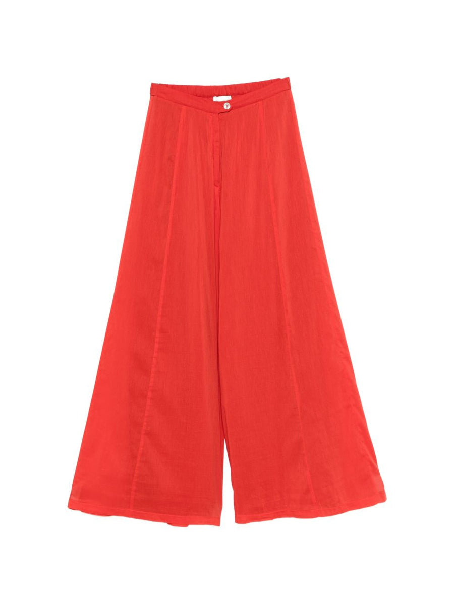 Forte Forte Voile Cotton Silk Trousers Red For Women Lightweight Polished Silhouette