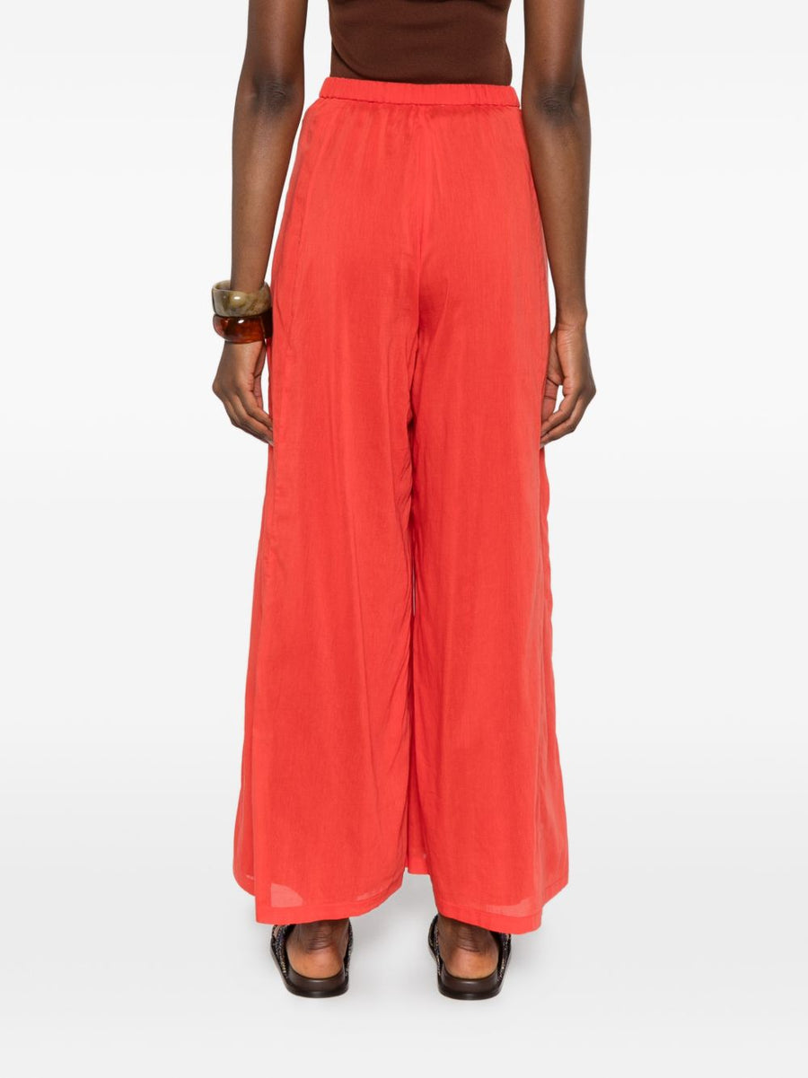 Forte Forte Voile Cotton Silk Trousers Red For Women Lightweight Polished Silhouette