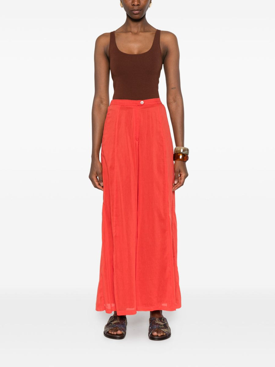 Forte Forte Voile Cotton Silk Trousers Red For Women Lightweight Polished Silhouette