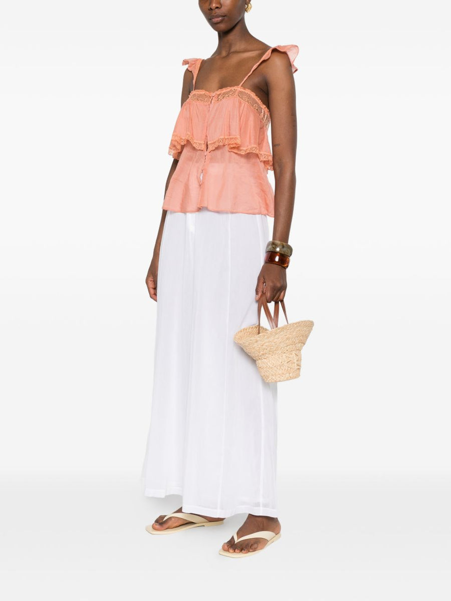 Forte Forte Voile Cotton Silk Trousers For Women, Lightweight Quiet Luxury Resort Wear White