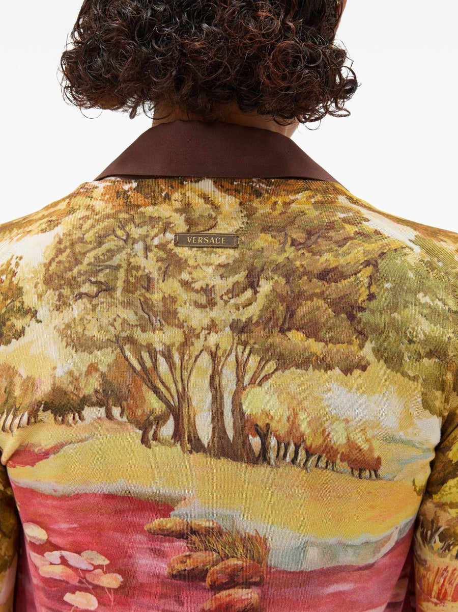 Versace Silk Cardigan The Naturist Print Multicolor For Women Luxury Statement Piece