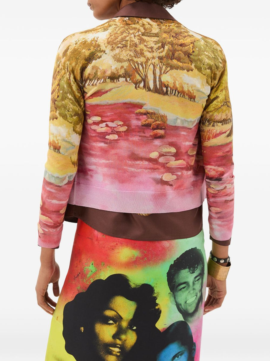 Versace Silk Cardigan The Naturist Print Multicolor For Women Luxury Statement Piece