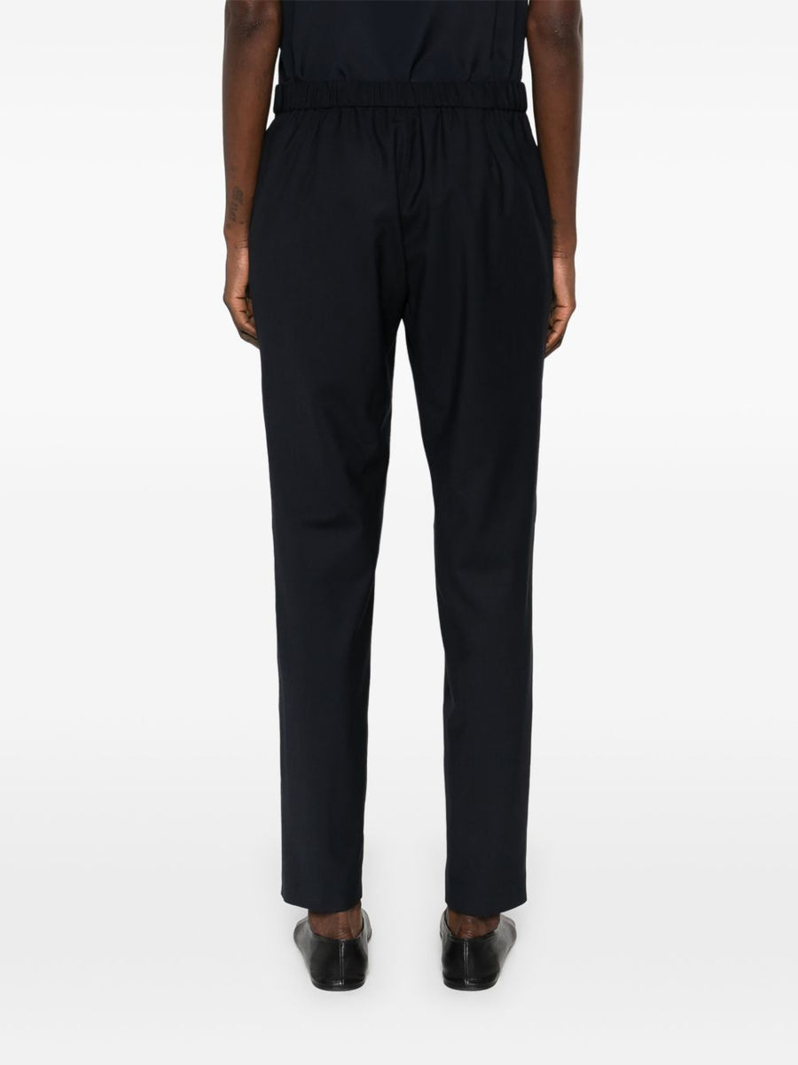 Fabiana Filippi Navy Wool Drawstring Trousers For Women, Slim Fit Office Wear, Luxury Tailoring