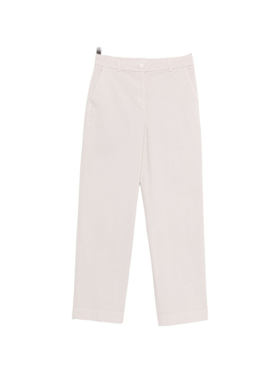 Via Masini 80 Cotton Straight Leg Trousers For Women Beige Breathable Tailored Versatile
