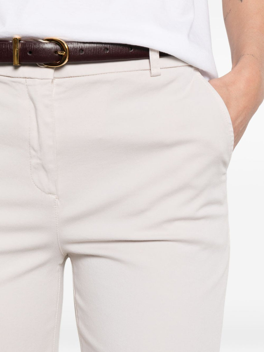 Via Masini 80 Cotton Straight Leg Trousers For Women Beige Breathable Tailored Versatile