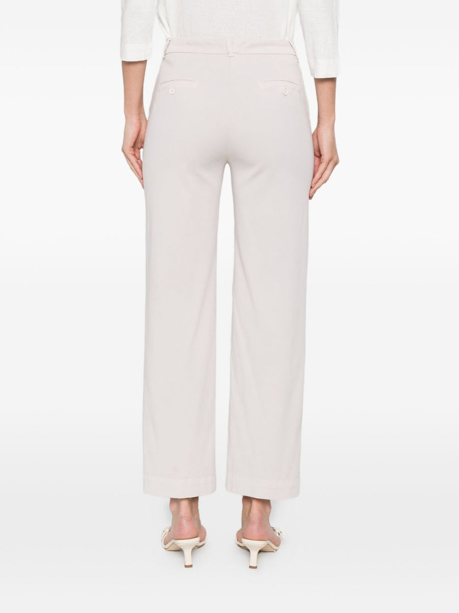 Via Masini 80 Cotton Straight Leg Trousers For Women Beige Breathable Tailored Versatile