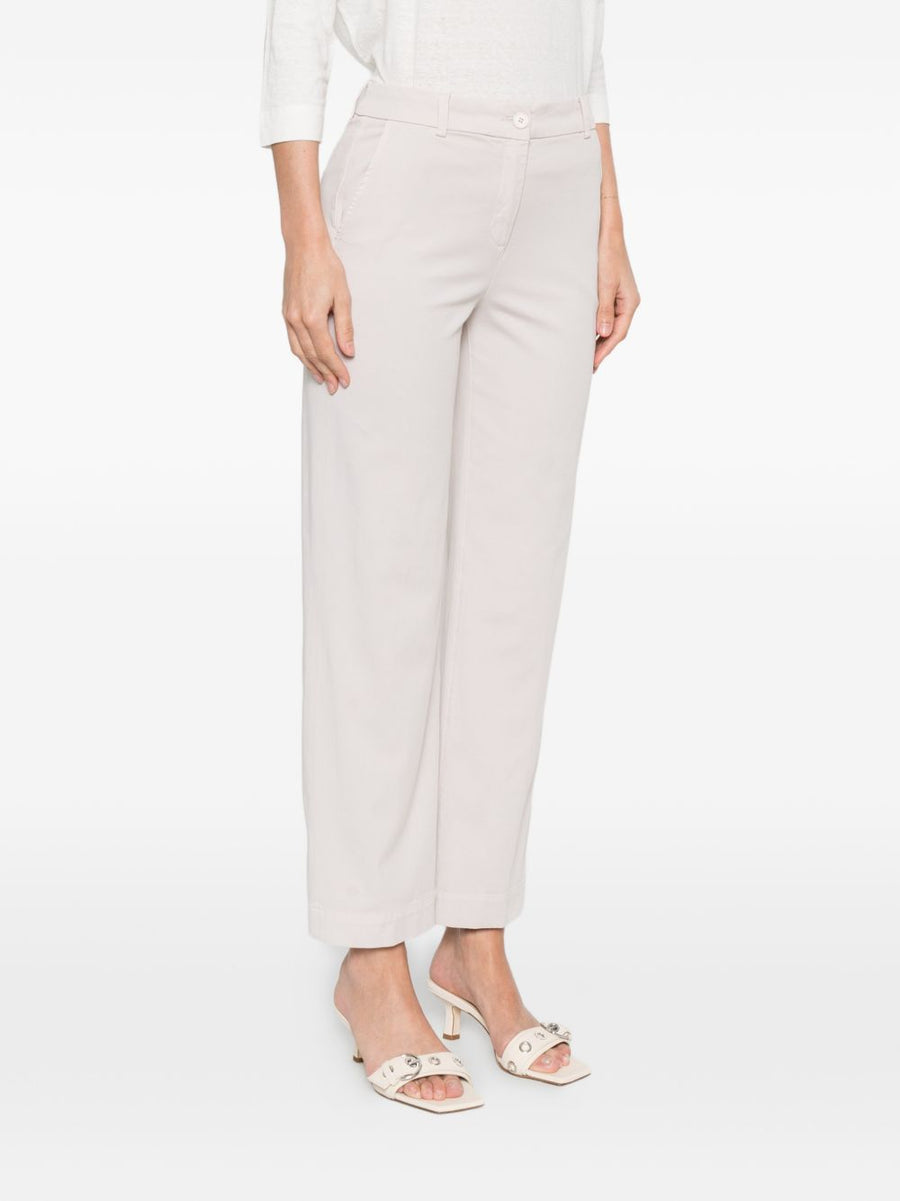 Via Masini 80 Cotton Straight Leg Trousers For Women Beige Breathable Tailored Versatile