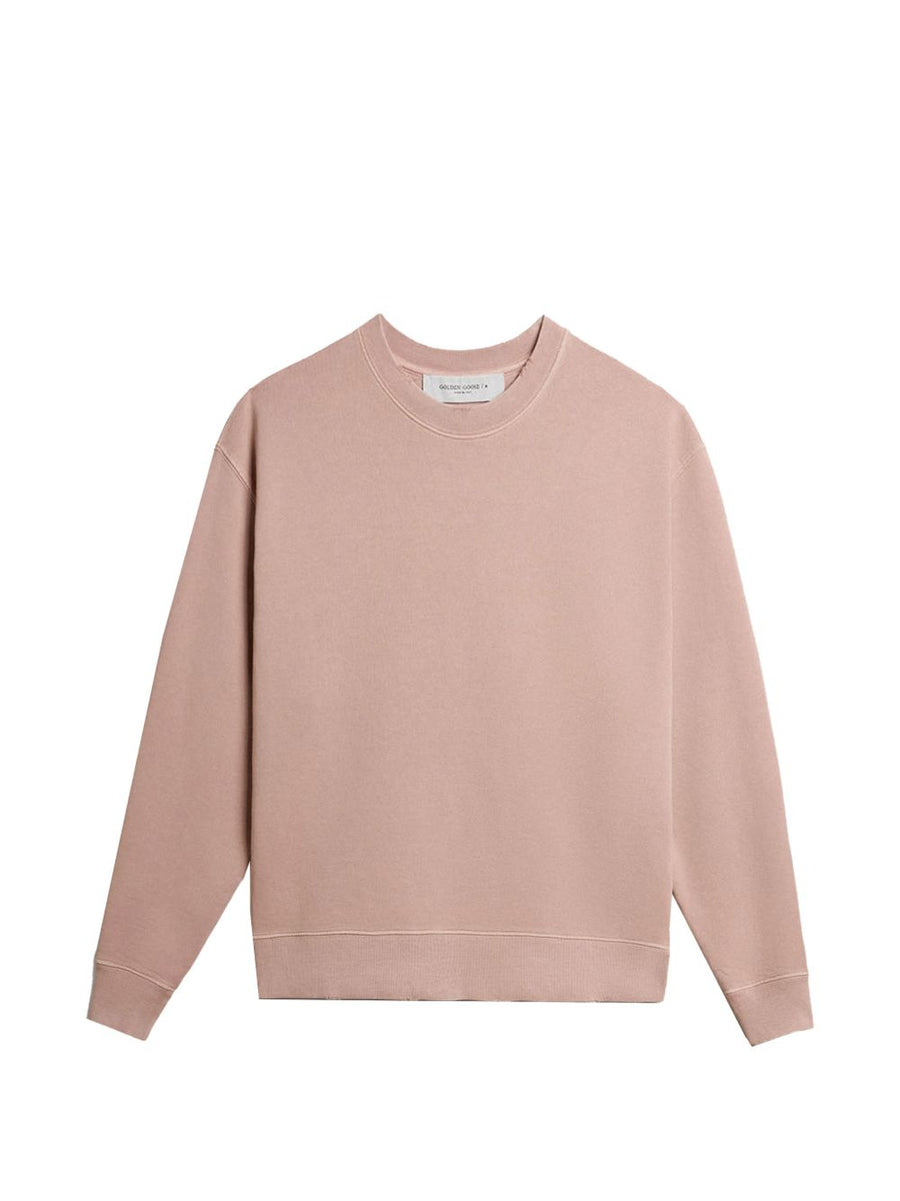 Golden Goose Cotton Crewneck Sweatshirt Powder Pink For Women 100 Percent Cotton With Ribbed Collar Cuffs Logo Patch