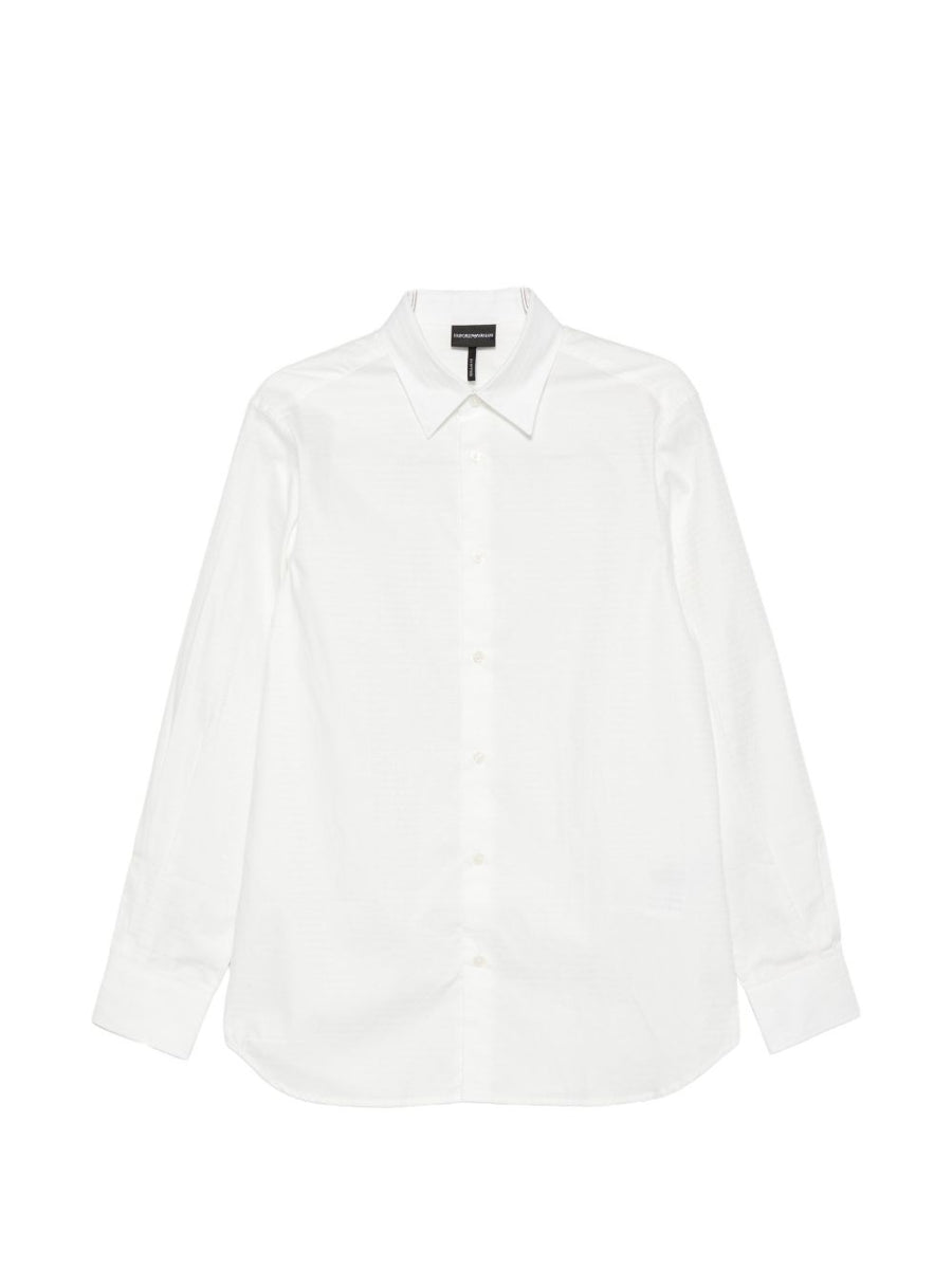 Emporio Armani Logo Cotton Shirt For Men White Polo With Subtle Logo Detail Smart Casual Luxury