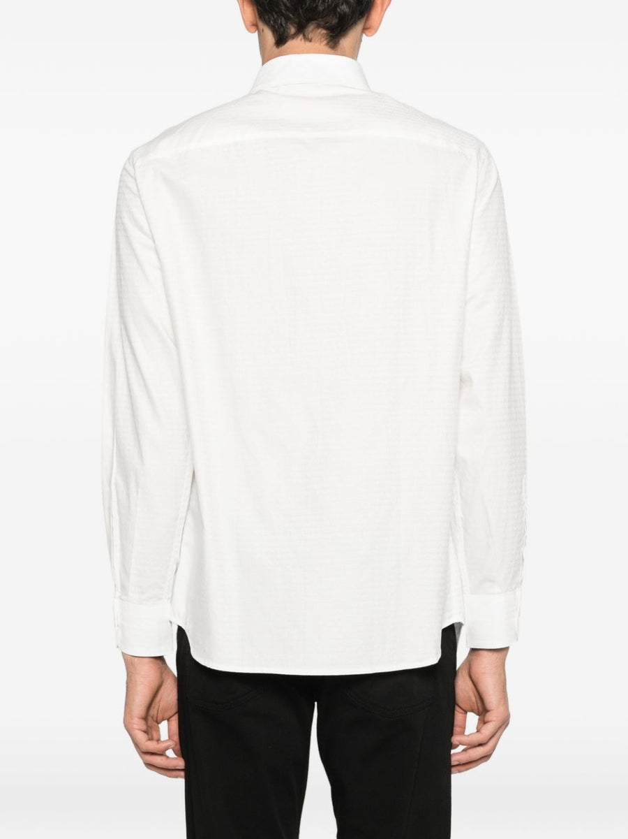 Emporio Armani Logo Cotton Shirt For Men White Polo With Subtle Logo Detail Smart Casual Luxury