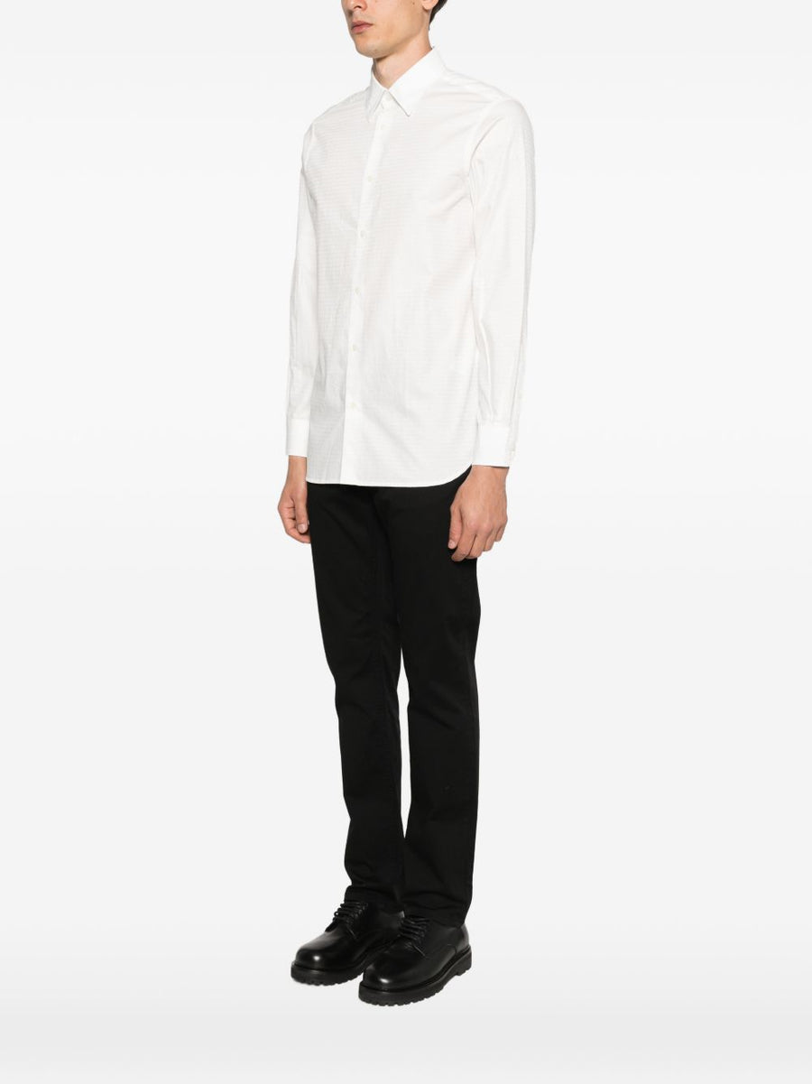 Emporio Armani Logo Cotton Shirt For Men White Polo With Subtle Logo Detail Smart Casual Luxury