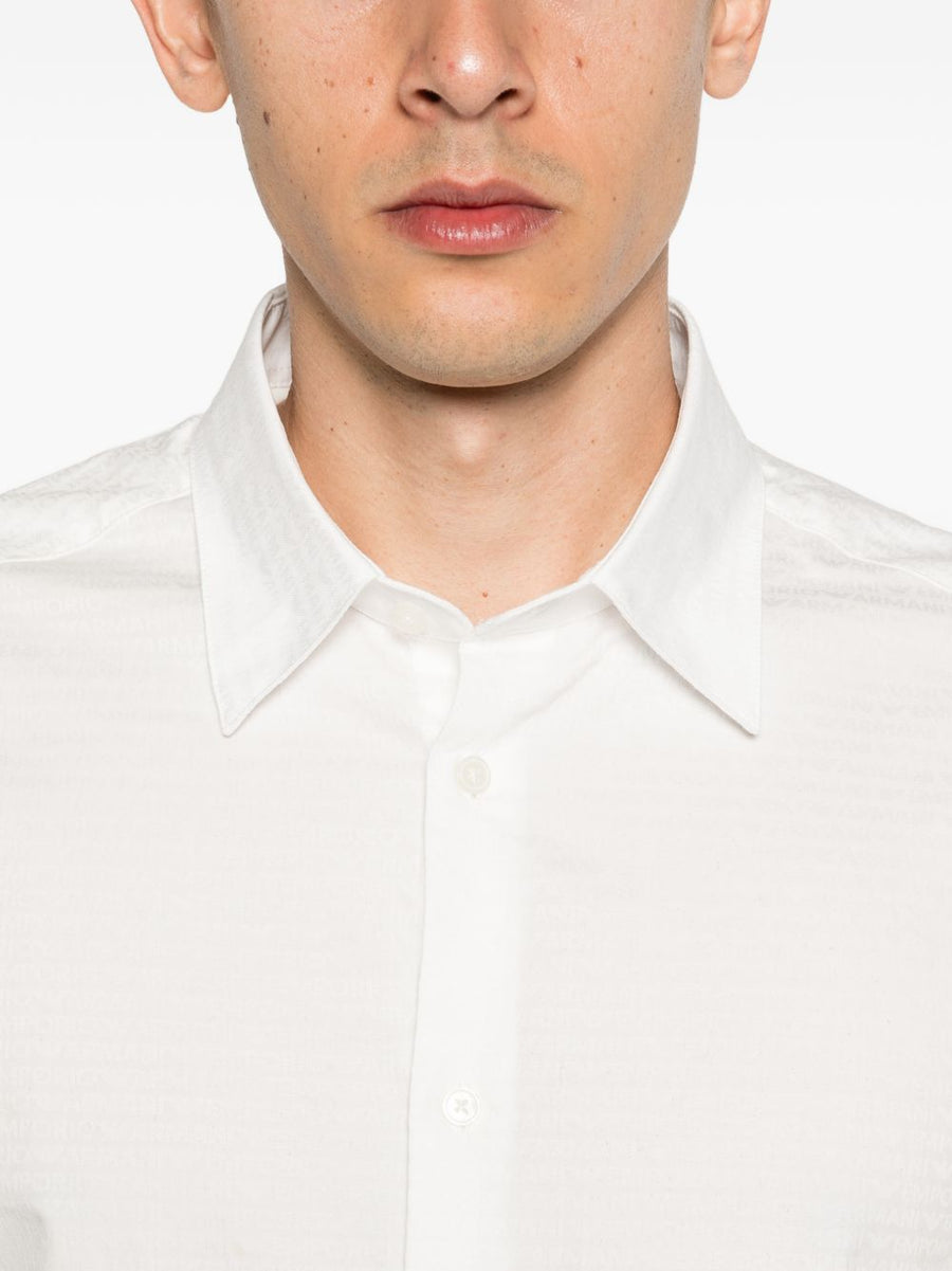 Emporio Armani Logo Cotton Shirt For Men White Polo With Subtle Logo Detail Smart Casual Luxury