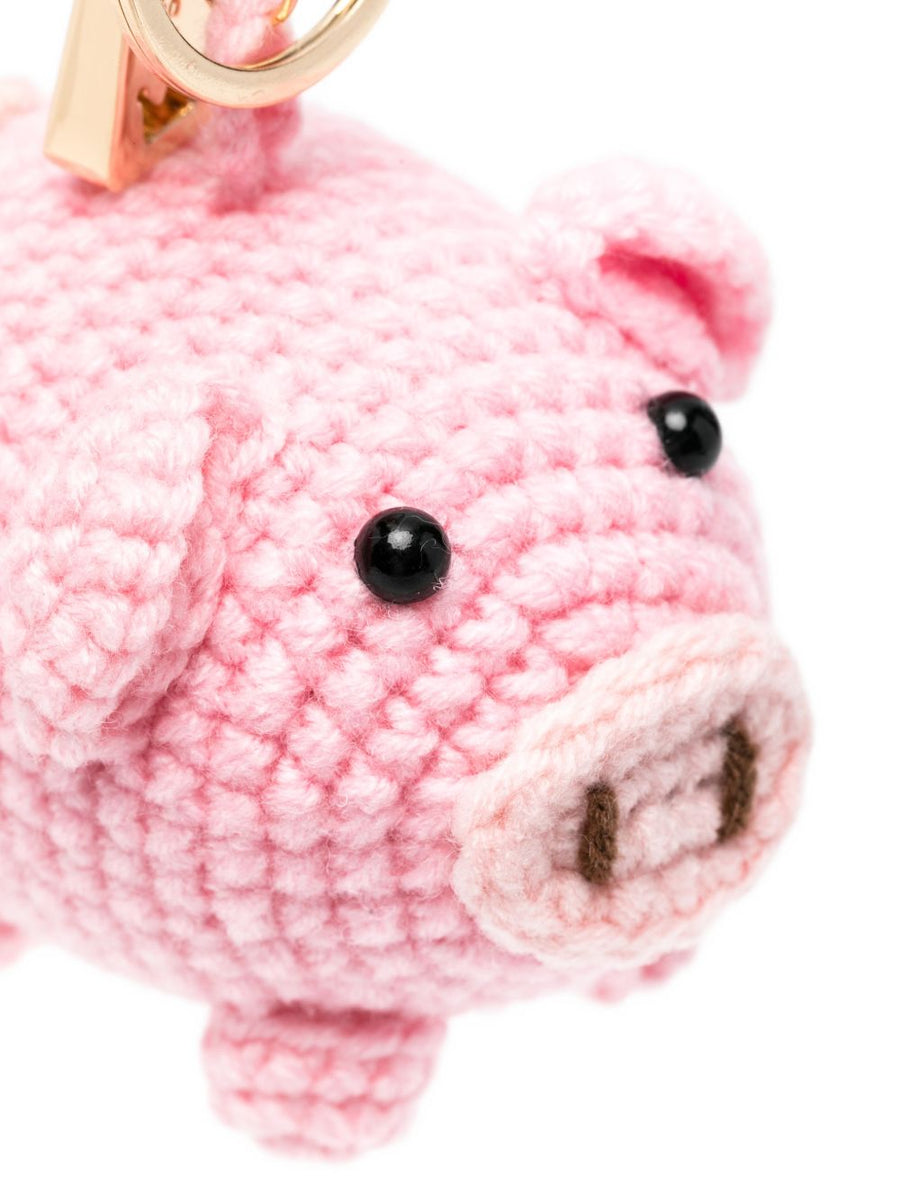 La Milanesa Pig Charm Pink Crochet Keyring For Women Lightweight Whimsical Handmade Gift