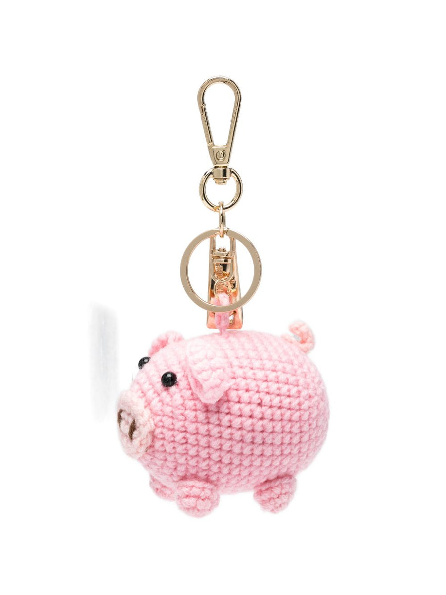 La Milanesa Pig Charm Pink Crochet Keyring For Women Lightweight Whimsical Handmade Gift