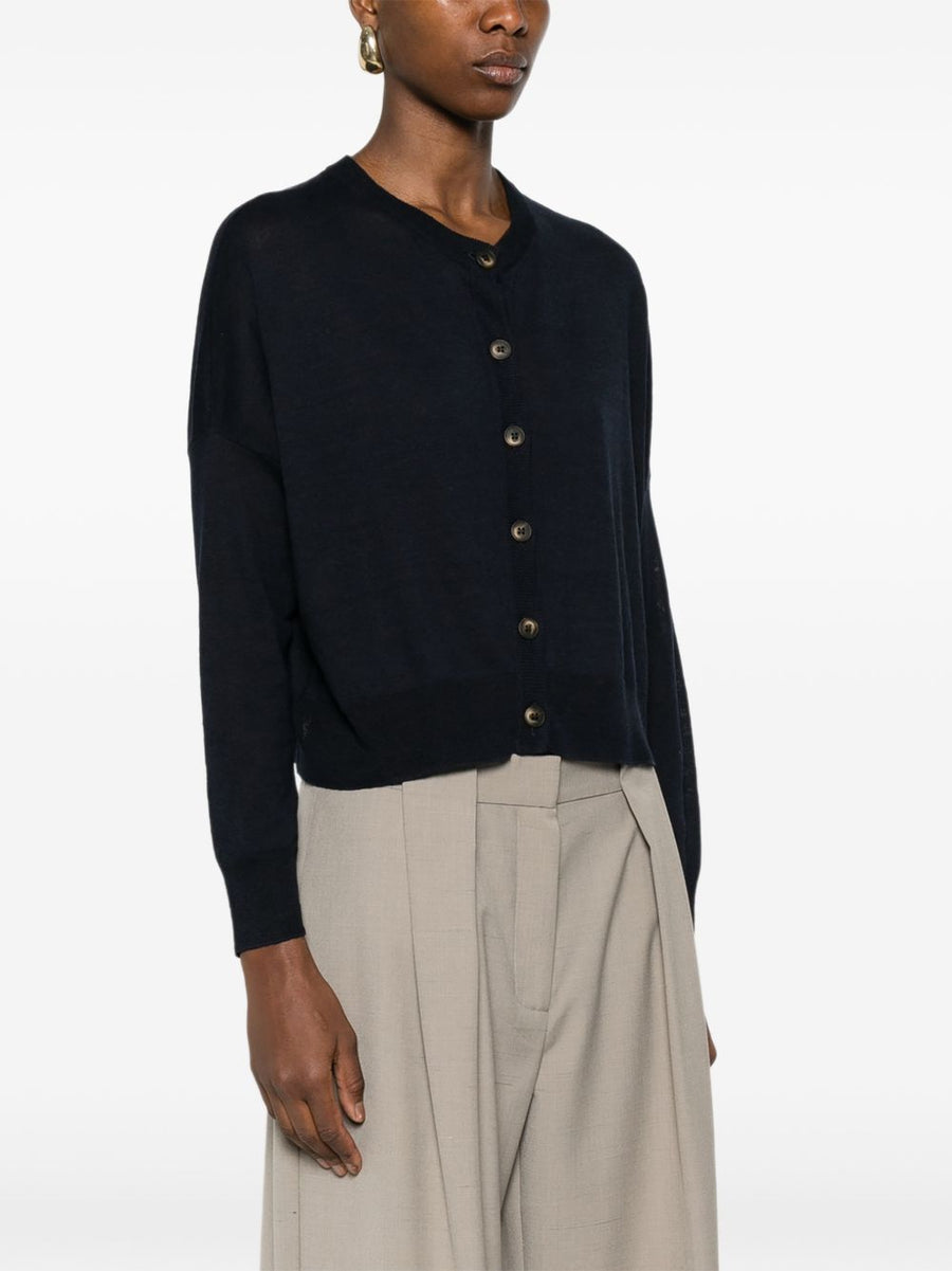 Base Linen Cotton Blend Cardigan for Women Ink Blue Breathable Lightweight Layering Versatile Wardrobe Staple