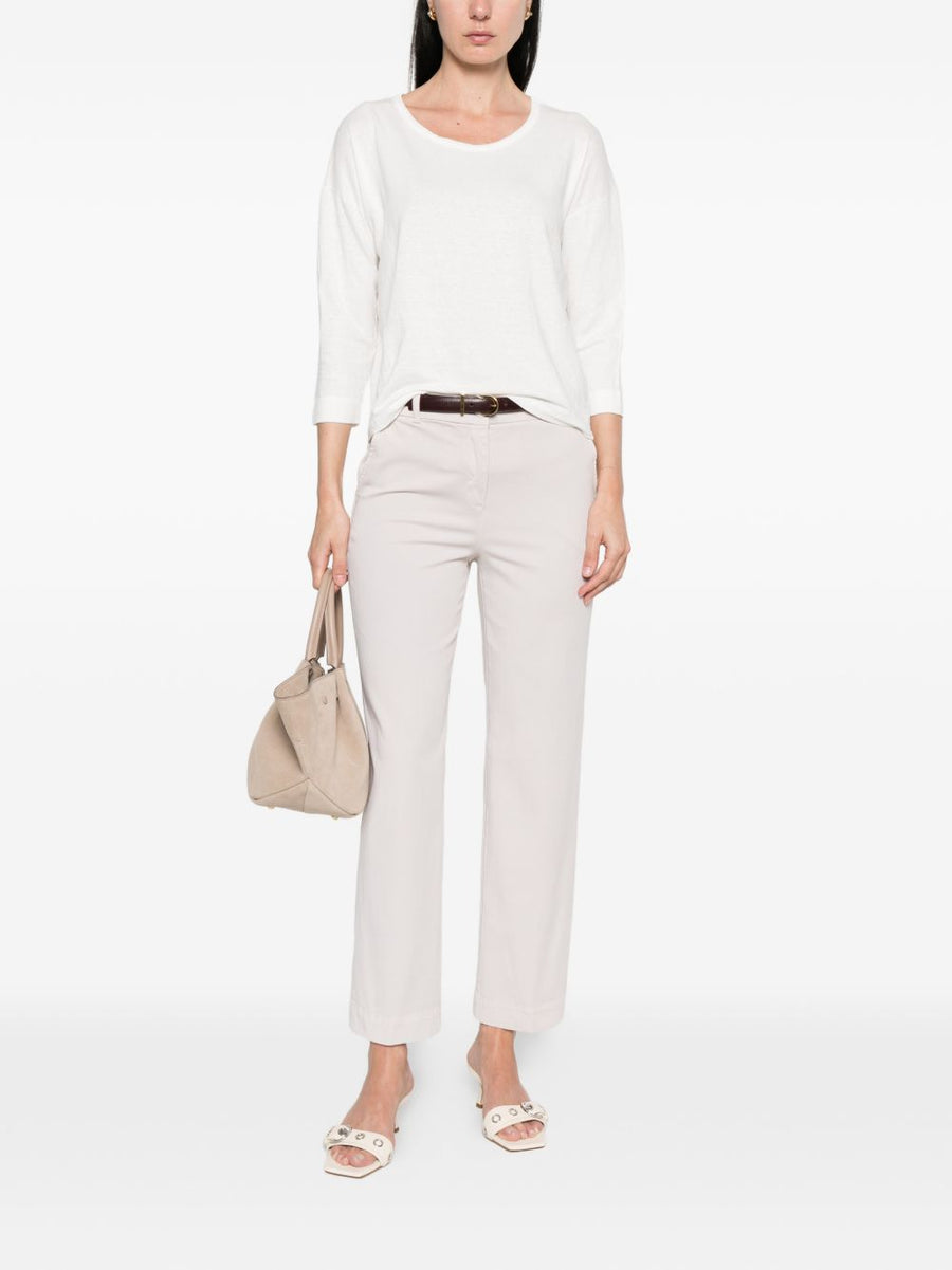 Base Linen Crewneck Sweater for Women Breathable Lightweight Linen Blend Essential Wardrobe Staple