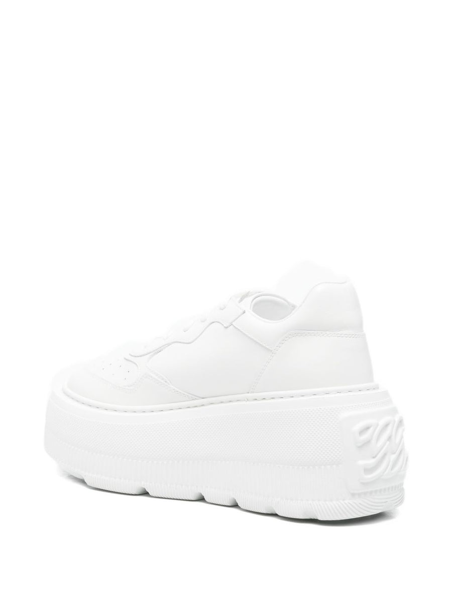 Casadei Nexus White Calf Leather Sneakers Platform Sole For Women Lace Up Luxury