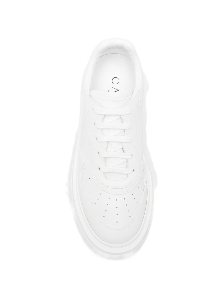 Casadei Nexus White Calf Leather Sneakers Platform Sole For Women Lace Up Luxury