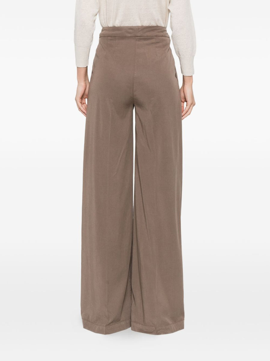 Via Masini 80 Linen Blend Trousers For Women Wide Leg Breathable Lyocell Linen Front Pleat Button Closure