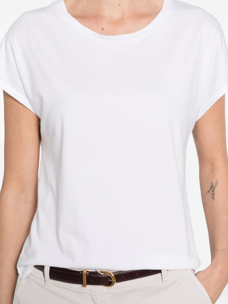 Base Cotton Modal Blend Tee For Women Breathable Everyday Versatile White Tee With Round Neck