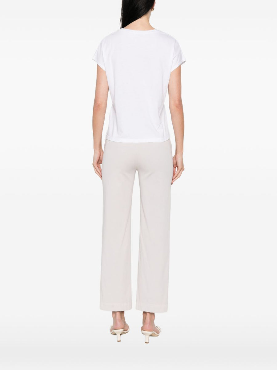 Base Cotton Modal Blend Tee For Women Breathable Everyday Versatile White Tee With Round Neck