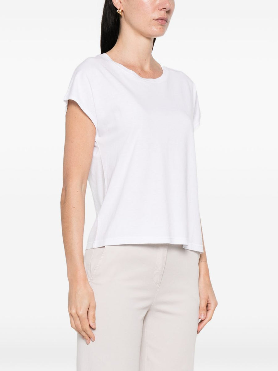 Base Cotton Modal Blend Tee For Women Breathable Everyday Versatile White Tee With Round Neck