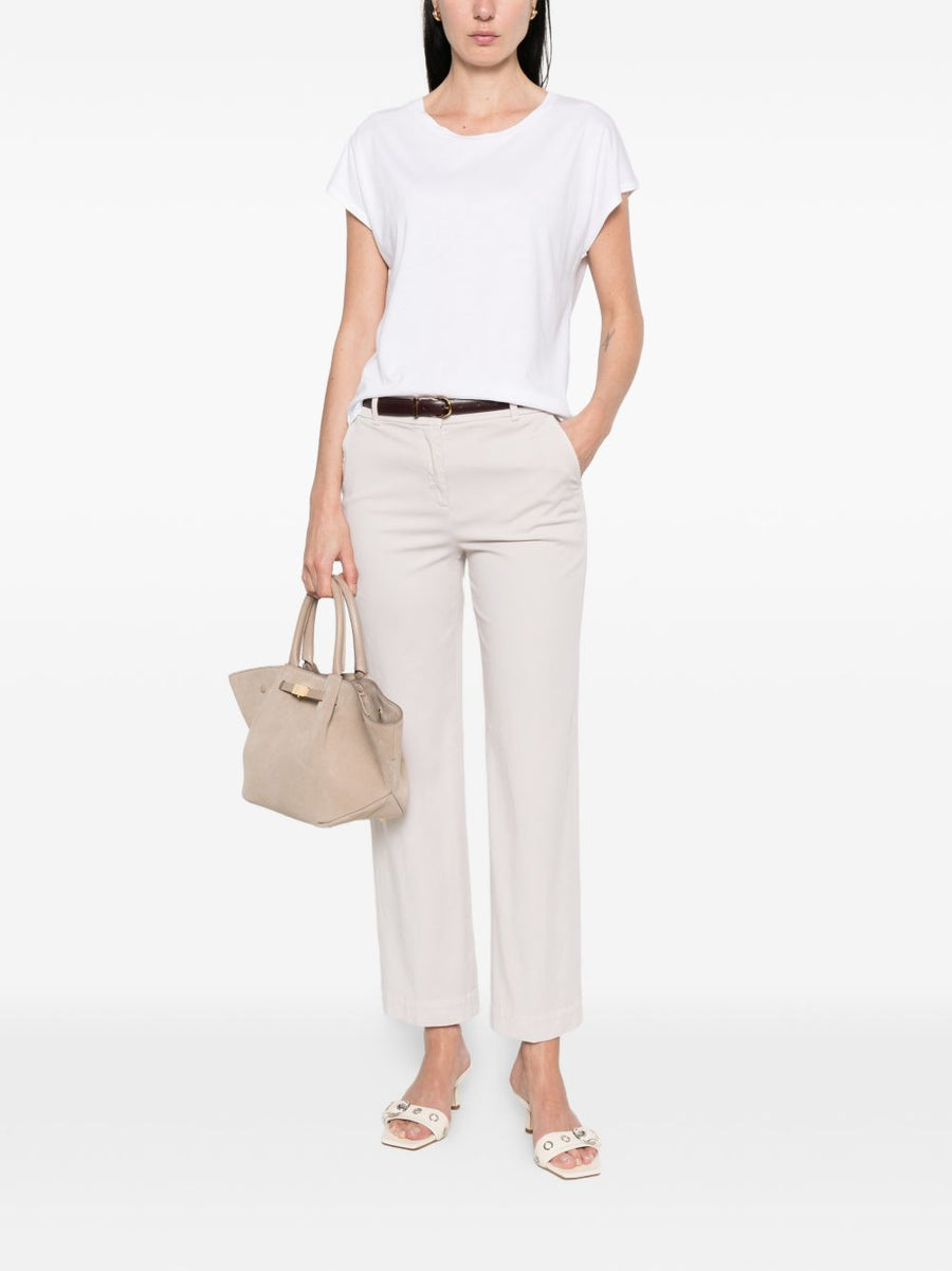 Base Cotton Modal Blend Tee For Women Breathable Everyday Versatile White Tee With Round Neck