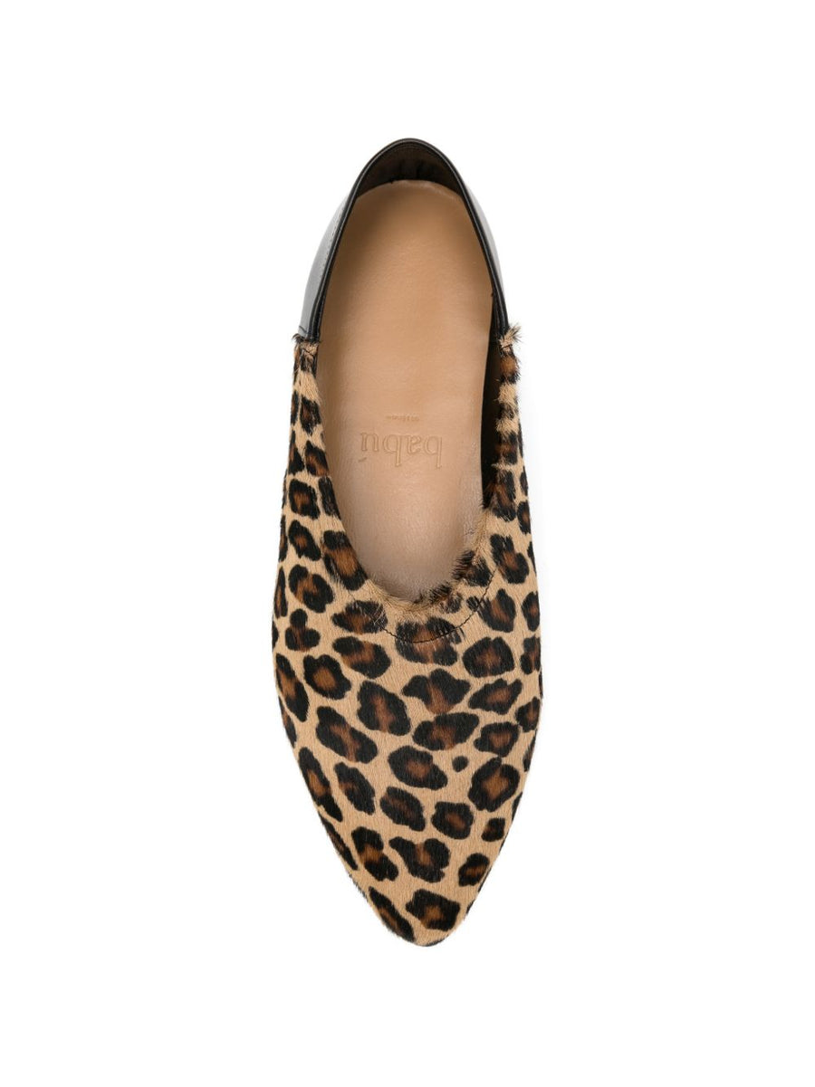 Babu Milano Leopard Ballet Flats for Women, Premium Calfskin, All Day Comfort, Pointed Toe