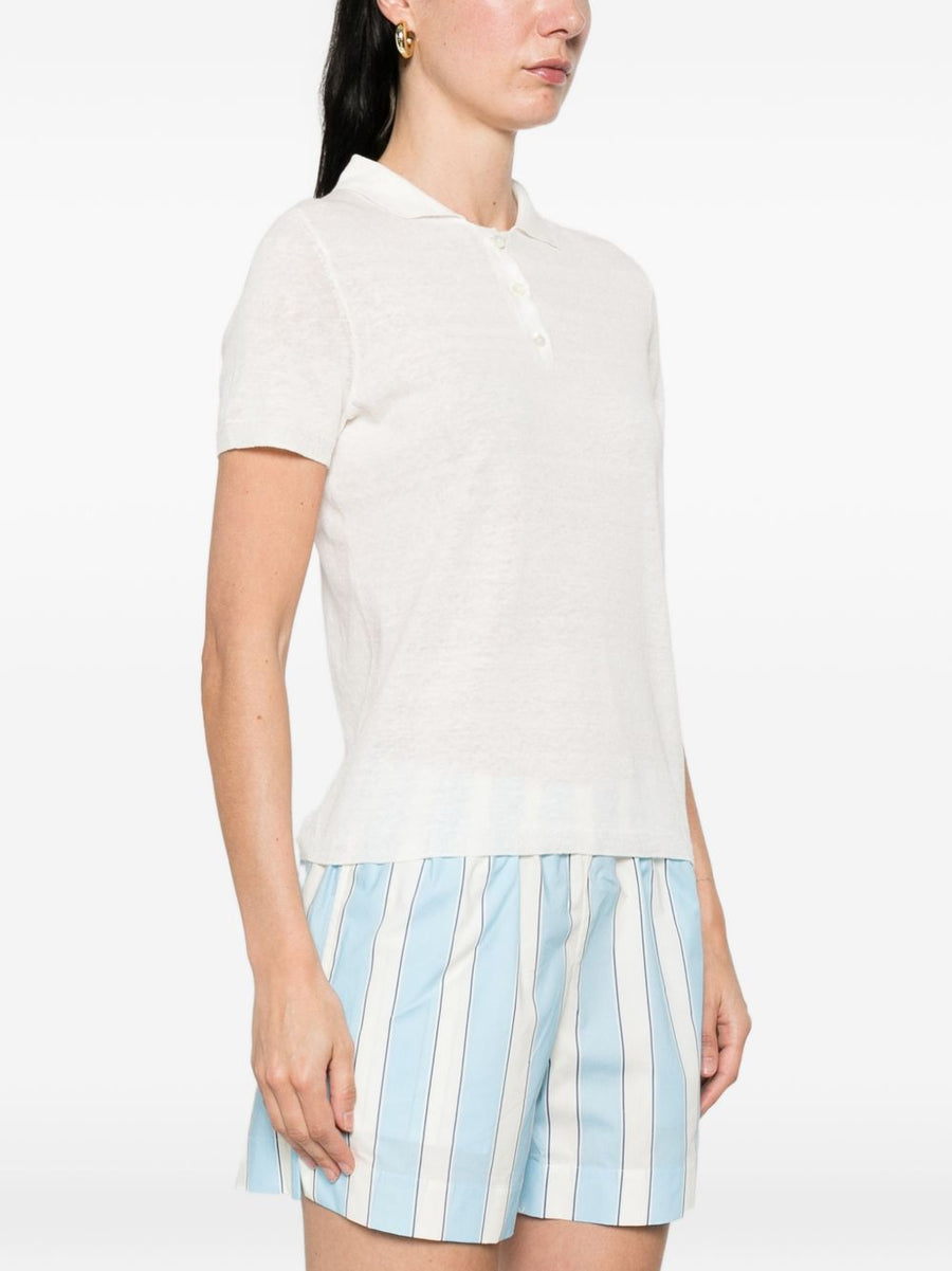 Base Linen Cotton Polo Shirt For Women Breathable Summer Top White Versatile Everyday Wardrobe Staple