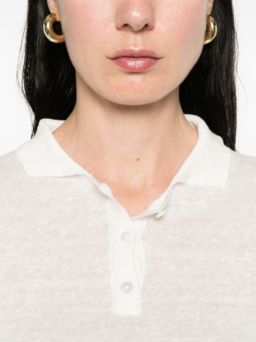 Base Linen Cotton Polo Shirt For Women Breathable Summer Top White Versatile Everyday Wardrobe Staple