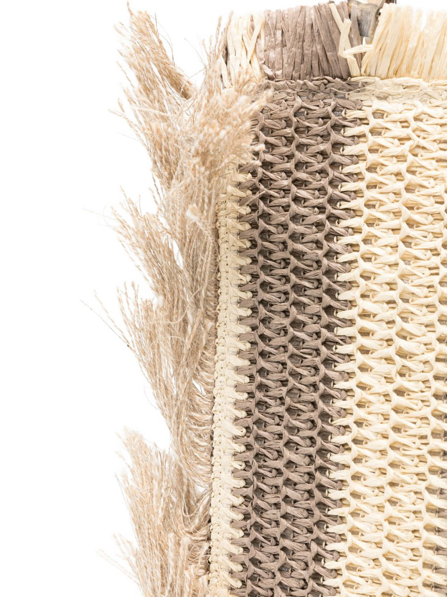 La Milanesa Lilium Straw Bag With Bamboo Top Handle Beige For Women Casual Chic Everyday Bag
