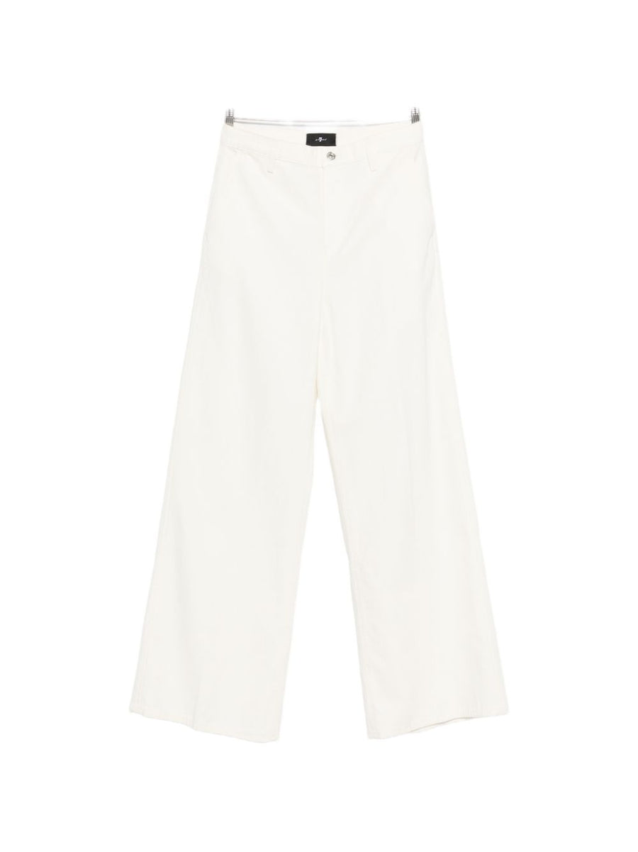 Seven Flared Leg Denim Jeans White Breathable Cotton Linen Blend for Women Versatile Wardrobe Essential