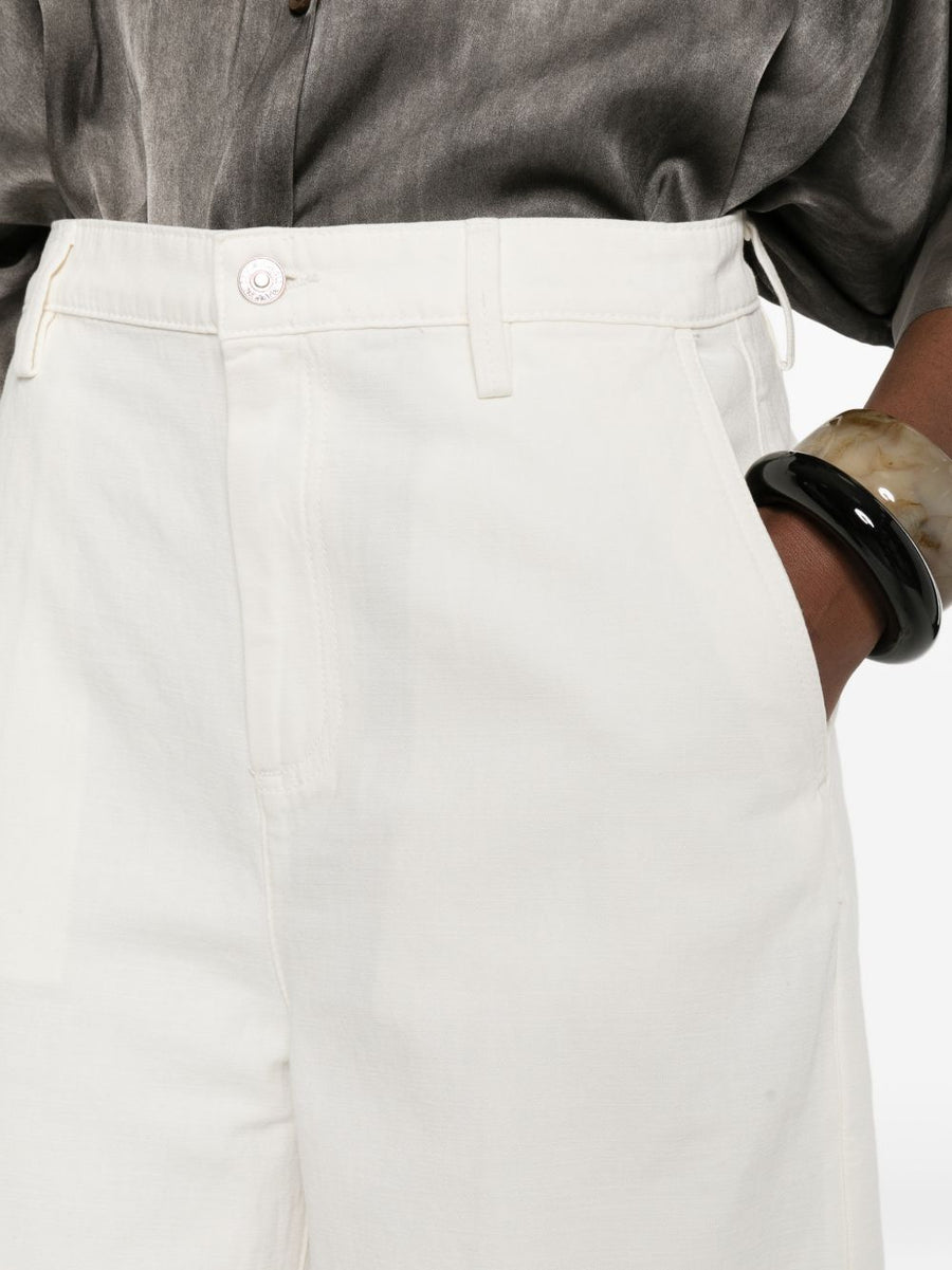 Seven Flared Leg Denim Jeans White Breathable Cotton Linen Blend for Women Versatile Wardrobe Essential