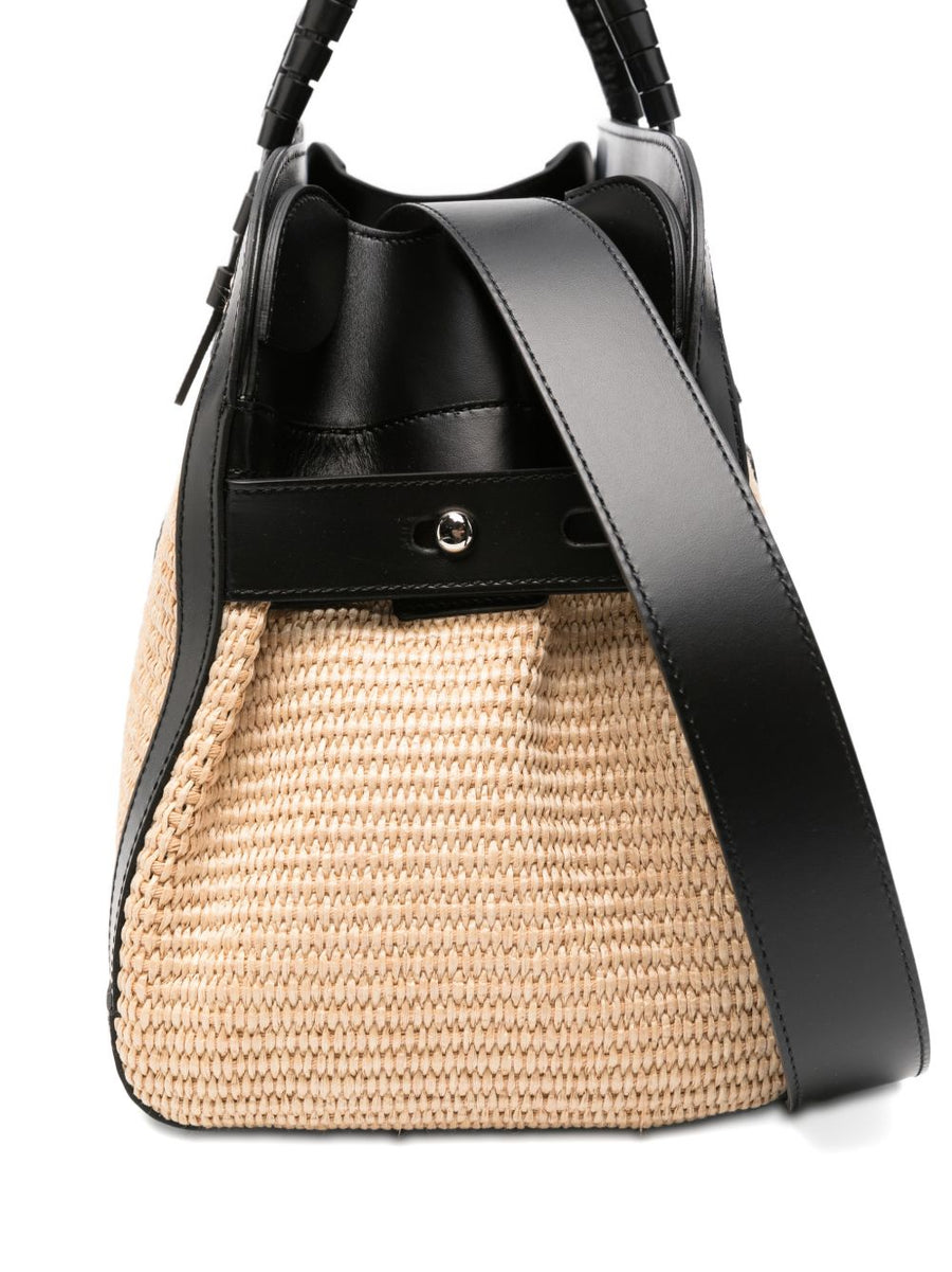 Casadei Park Avenue Tote Bag for Women Multicolor Raffia and Calf Leather Signature Logo Appliqué, Woven Trim