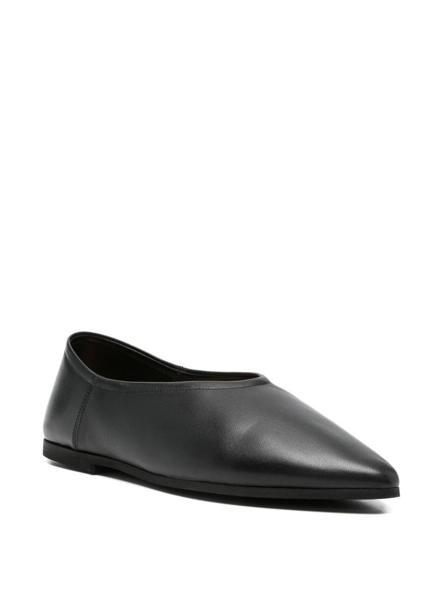 Babu' Milano City Ballet Flats Black Calf Leather With Pointed Toe For Women Versatile Everyday Wear