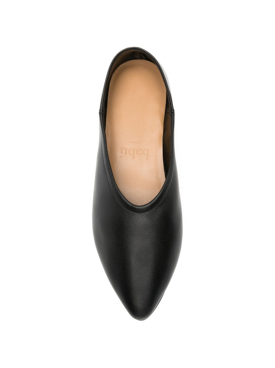 Babu' Milano City Ballet Flats Black Calf Leather With Pointed Toe For Women Versatile Everyday Wear