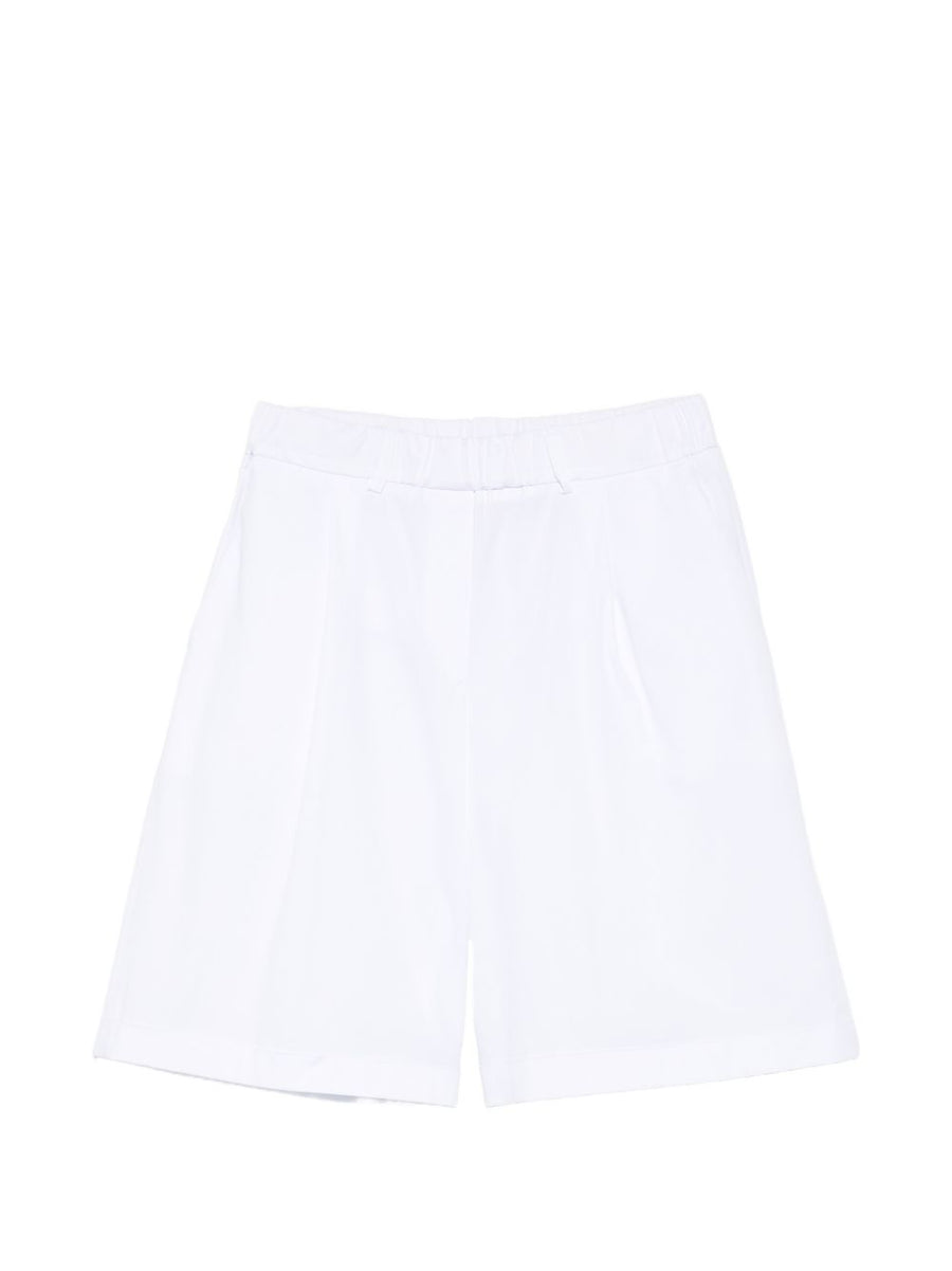 Via Masini 80 Cotton Bermuda Shorts For Women White Versatile With Elastic Waistband And Slip Pockets