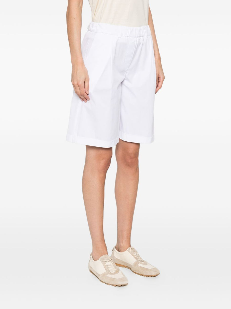 Via Masini 80 Cotton Bermuda Shorts For Women White Versatile With Elastic Waistband And Slip Pockets