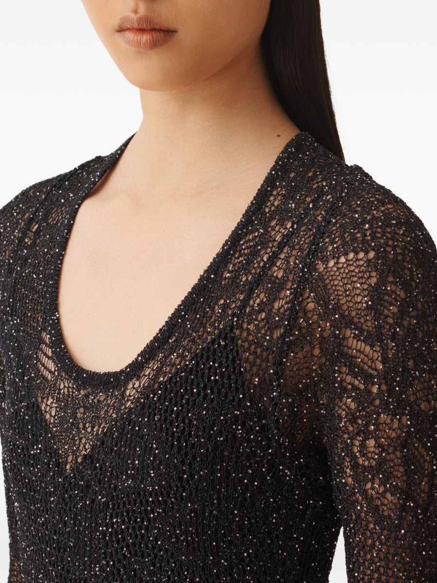 Fabiana Filippi Lace Long Dress Navy With Elegant Lace Overlay And Breathable Cotton Base For Women