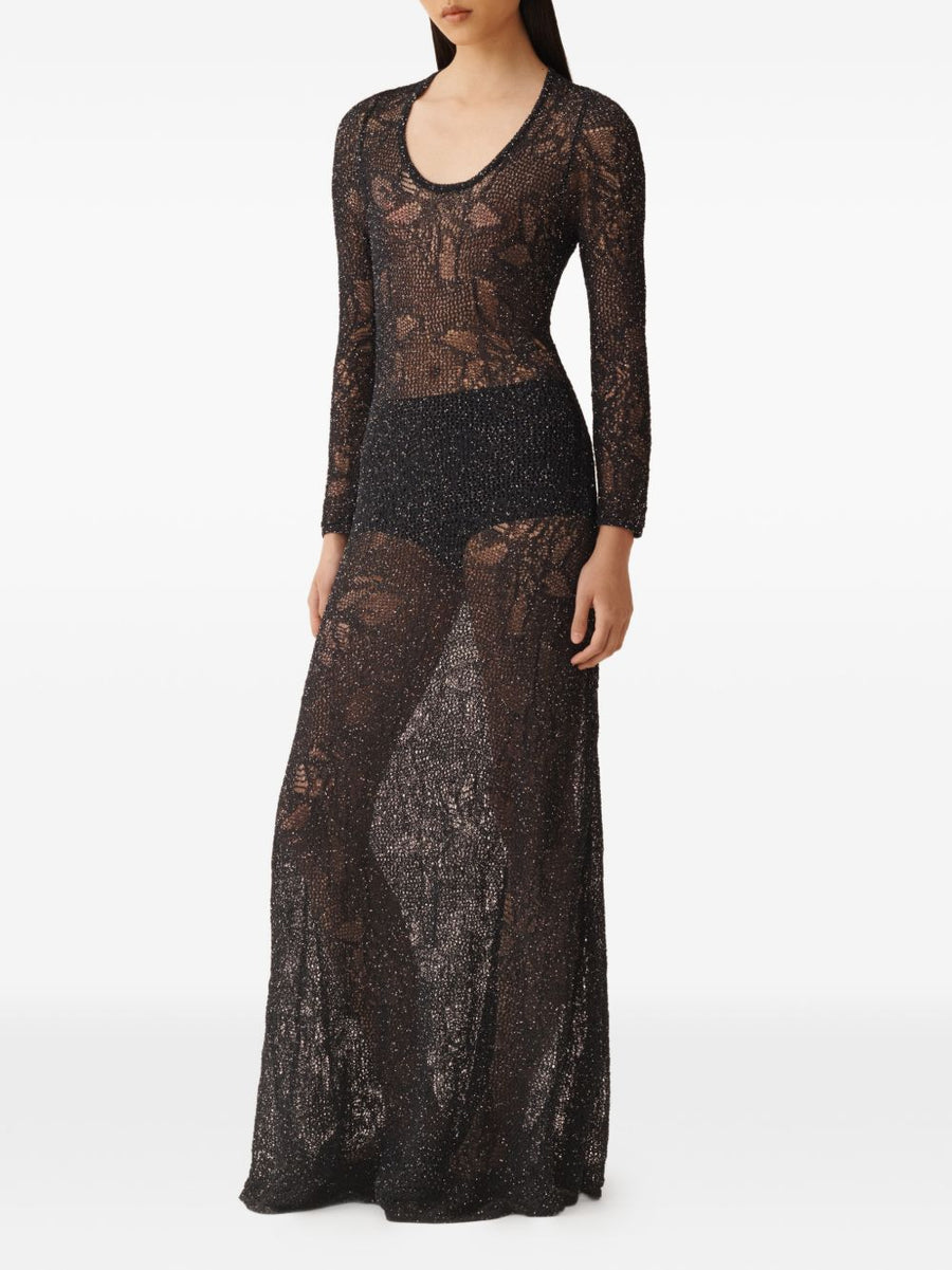 Fabiana Filippi Lace Long Dress Navy With Elegant Lace Overlay And Breathable Cotton Base For Women