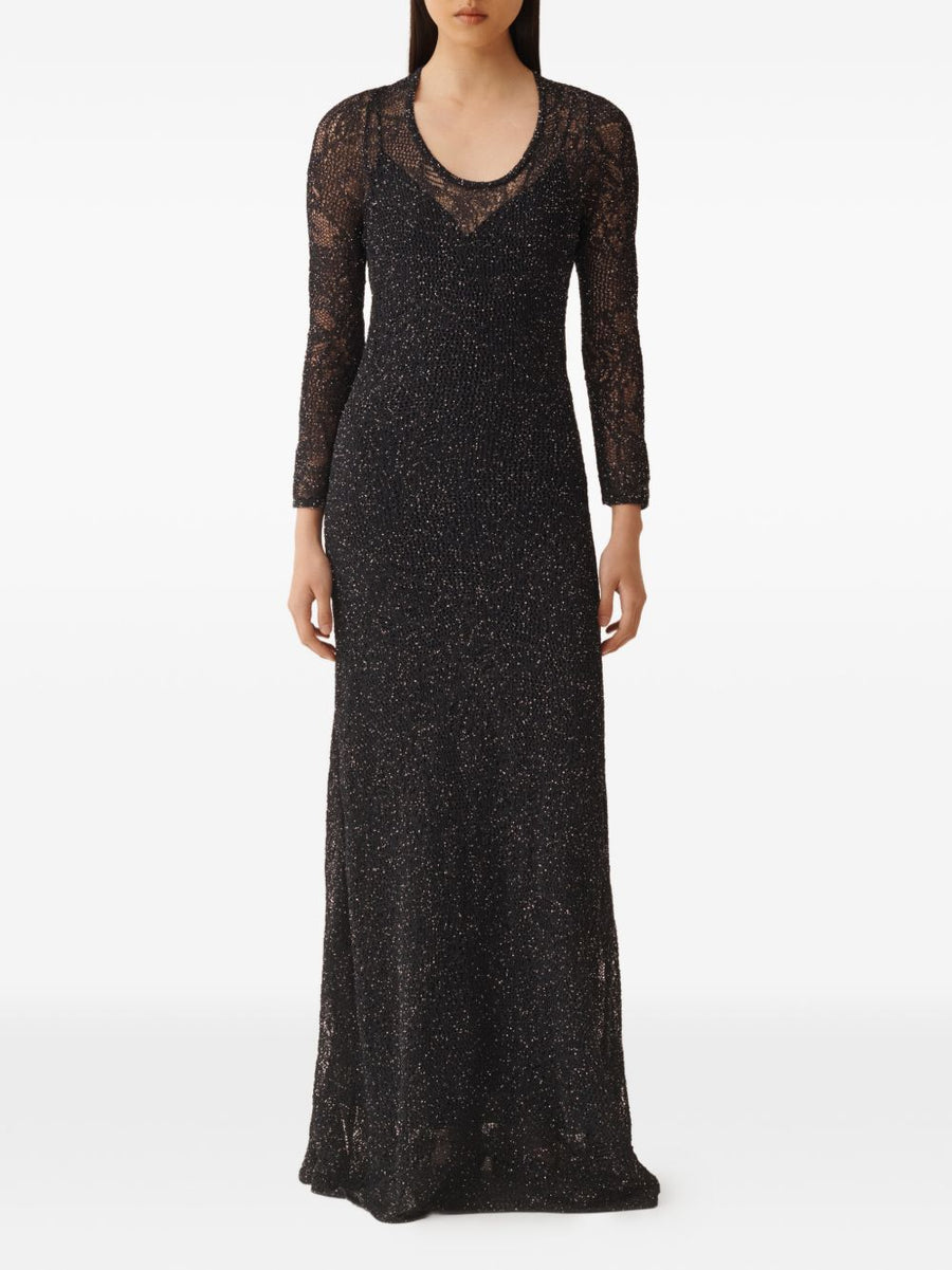 Fabiana Filippi Lace Long Dress Navy With Elegant Lace Overlay And Breathable Cotton Base For Women