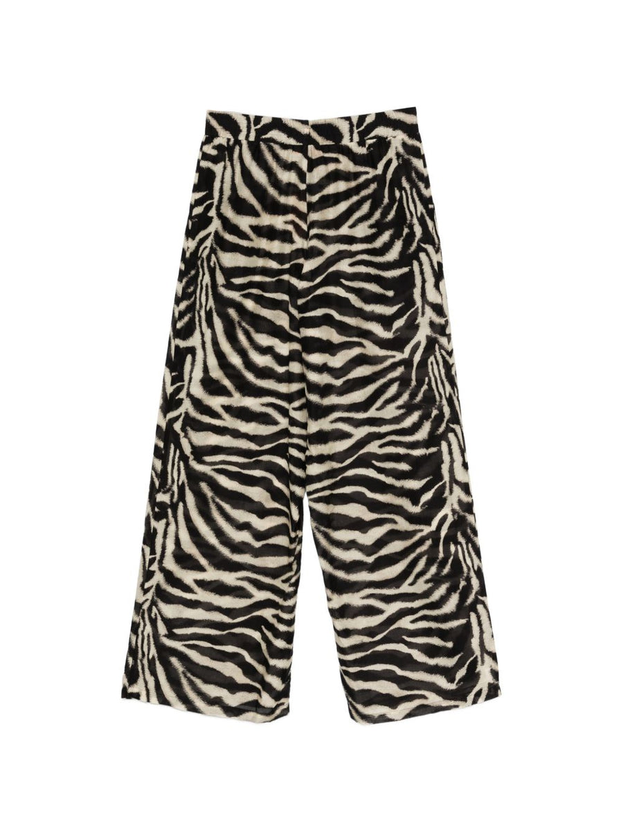 Zebra Print Cotton Silk Trousers By Ermanno Scervino For Women With Elastic Waistband