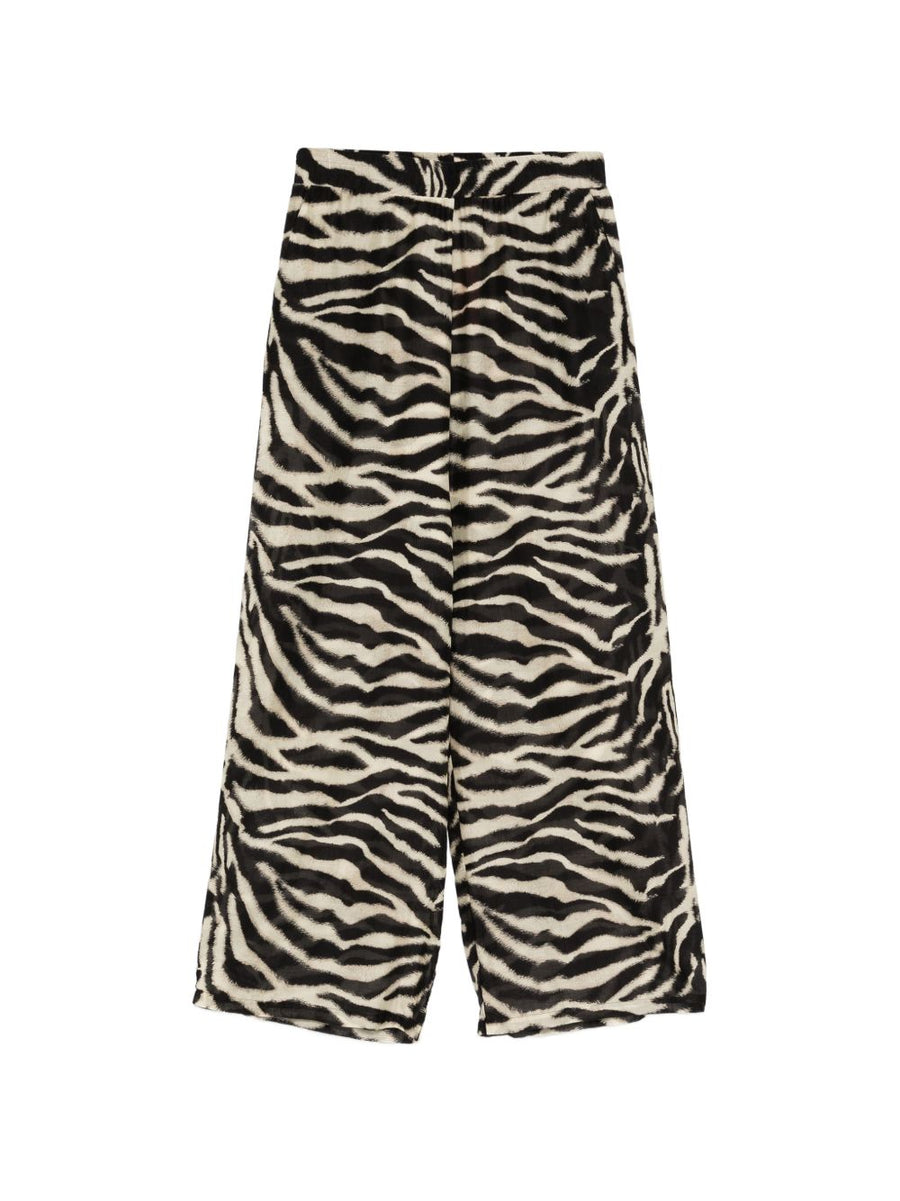 Zebra Print Cotton Silk Trousers By Ermanno Scervino For Women With Elastic Waistband