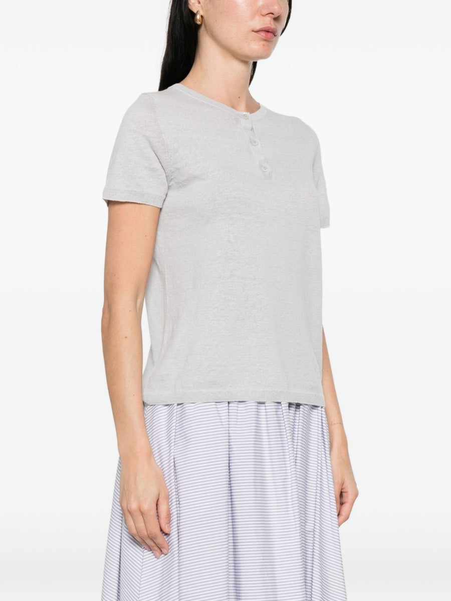 Base Linen Cotton Blend T Shirt for Women Breathable Lightweight Everyday Versatile Grey