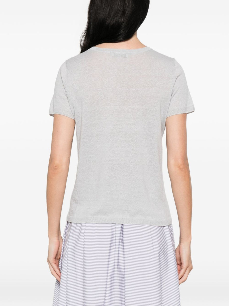 Base Linen Cotton Blend T Shirt for Women Breathable Lightweight Everyday Versatile Grey