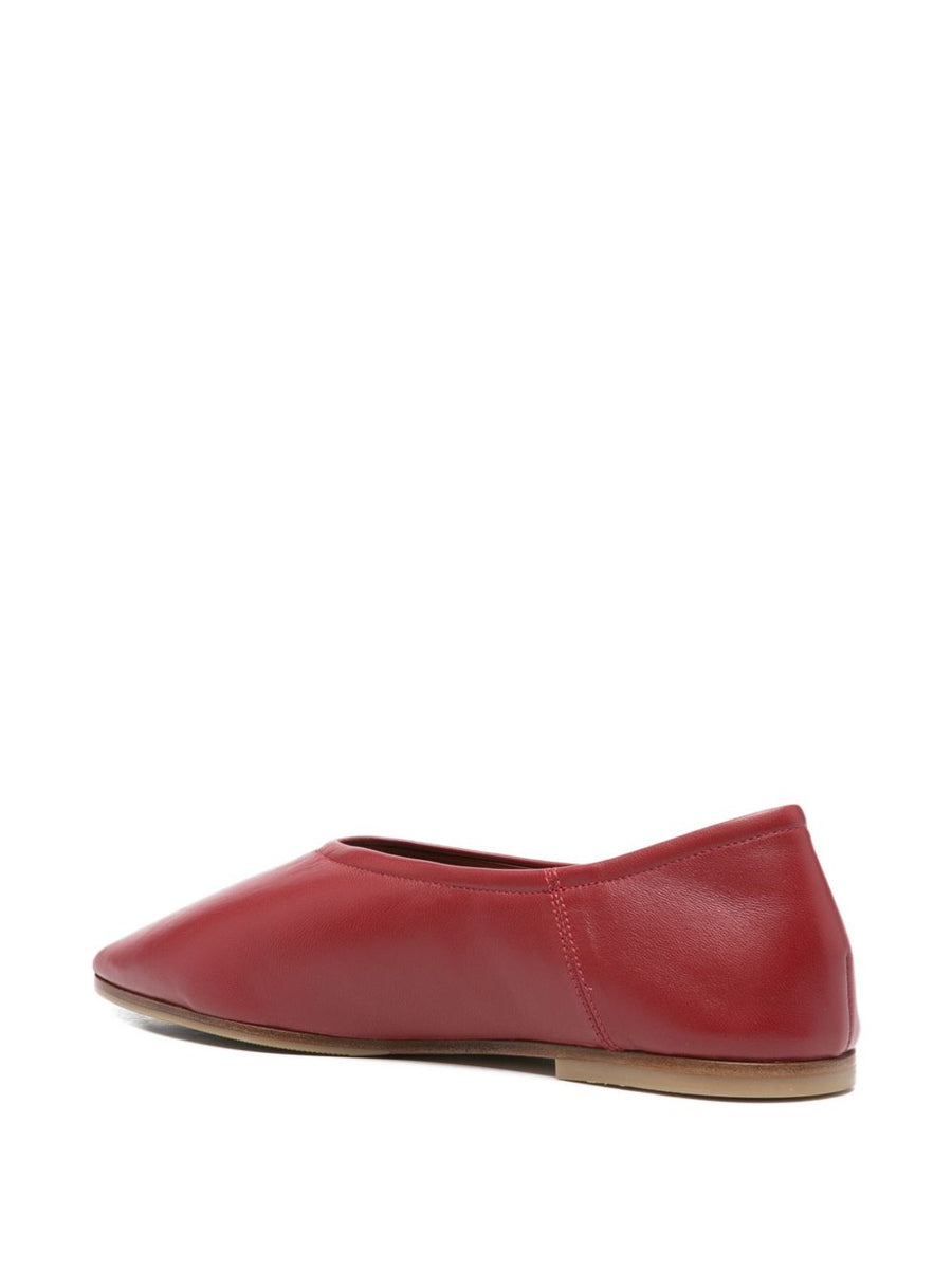 Babu Milano Leather Ballet Flats For Women Red Calf Leather With All Day Comfort And Pointed Toe