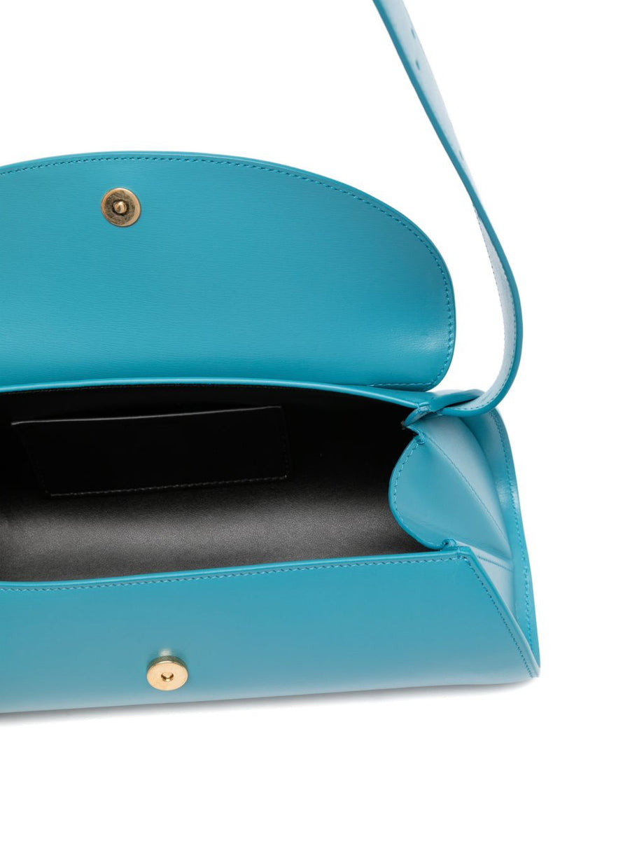 Jil Sander Cannolo Small Leather Shoulder Bag Light Blue Calf Leather Gold Hardware For Women Minimalist Luxury