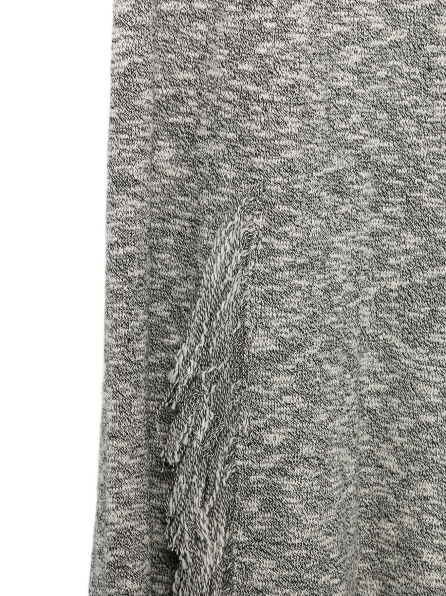 MRZ Cotton Long Skirt Black Textured Weave Grey Fringe Trim For Women Versatile Work To Weekend