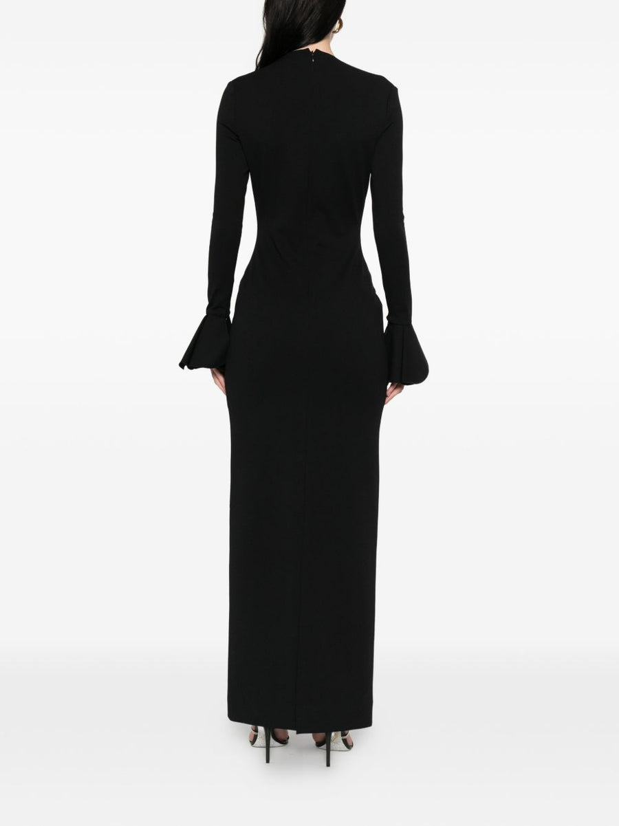 Solace London Hutton Maxi Dress For Modern Women Black V Neck Long Sleeve Day To Night Modern Fit